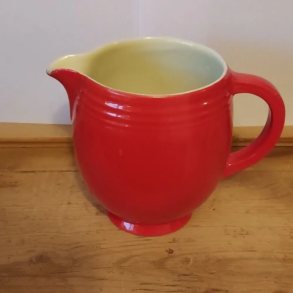 Hall China Company Red Pitcher 1 quart Vintage pottery pitcher